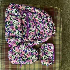 Vera Bradley backpack, lunch bag, and pencil bag set